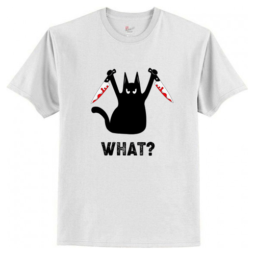 black cat with knife shirt